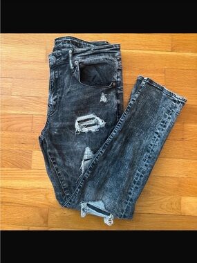 American Eagle Outfitters Black Washed Distressed Skinny Jeans